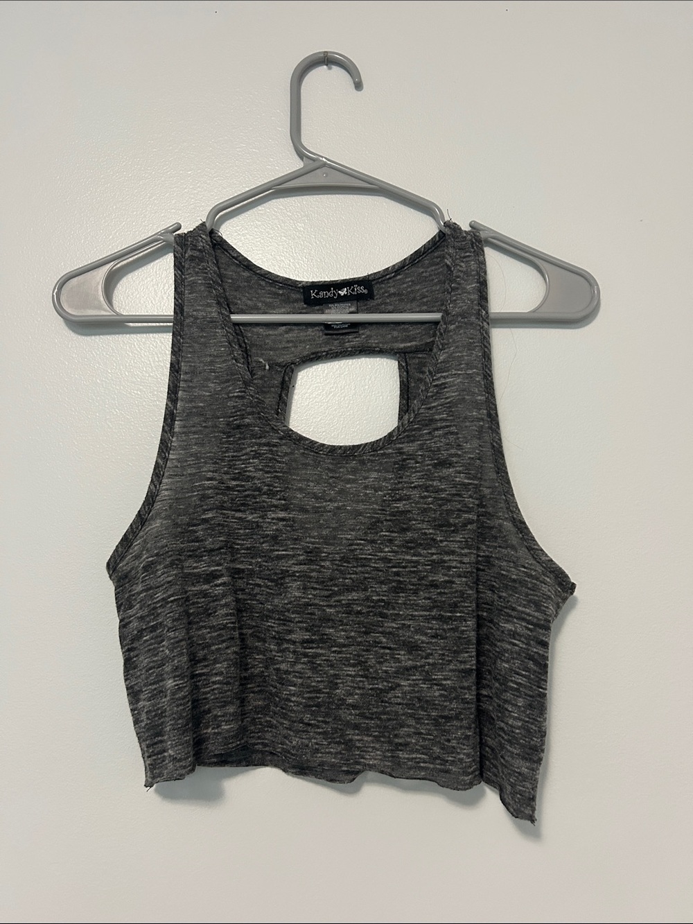 Kandy Kiss Charcoal Heather Keyhole Crop Tank